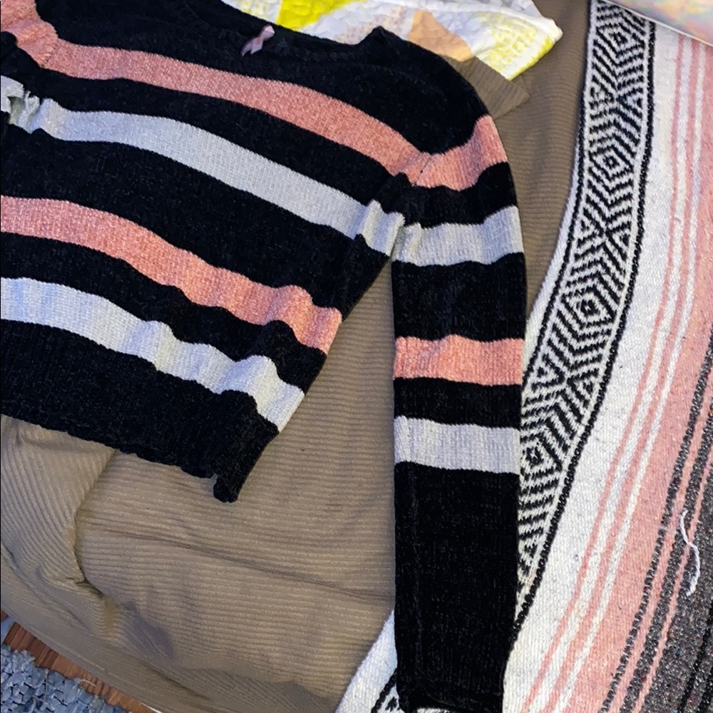 Love By Design Black and Pink Crew Neck Sweater